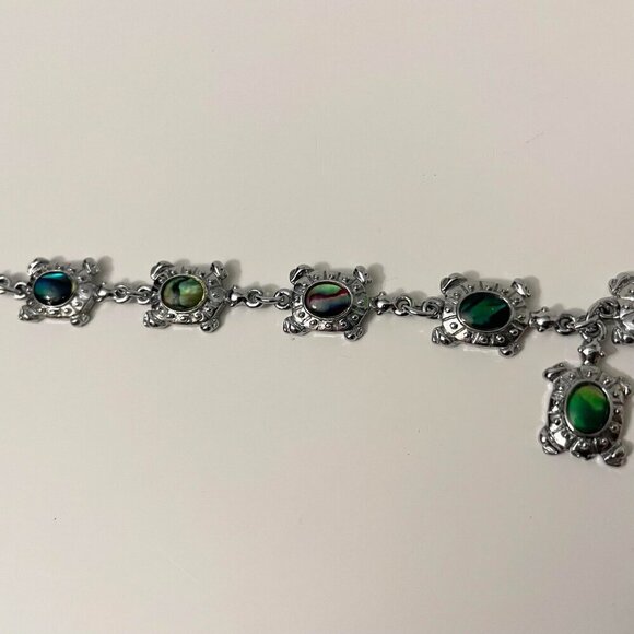 Multi Coloured Turtle Shell Bracelet 7 Inch Long - Picture 9 of 16